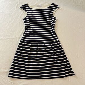Rinascimento Women's Midi Dress Size Large Made In Italy Stripped Blue & White